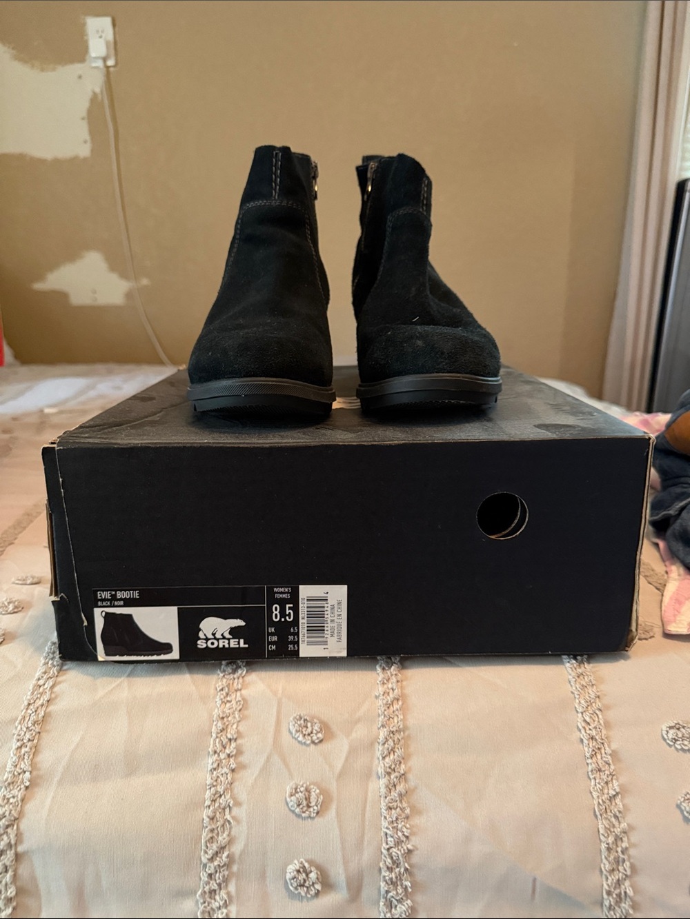 Sorel Black Suede Womens Evie Bootie